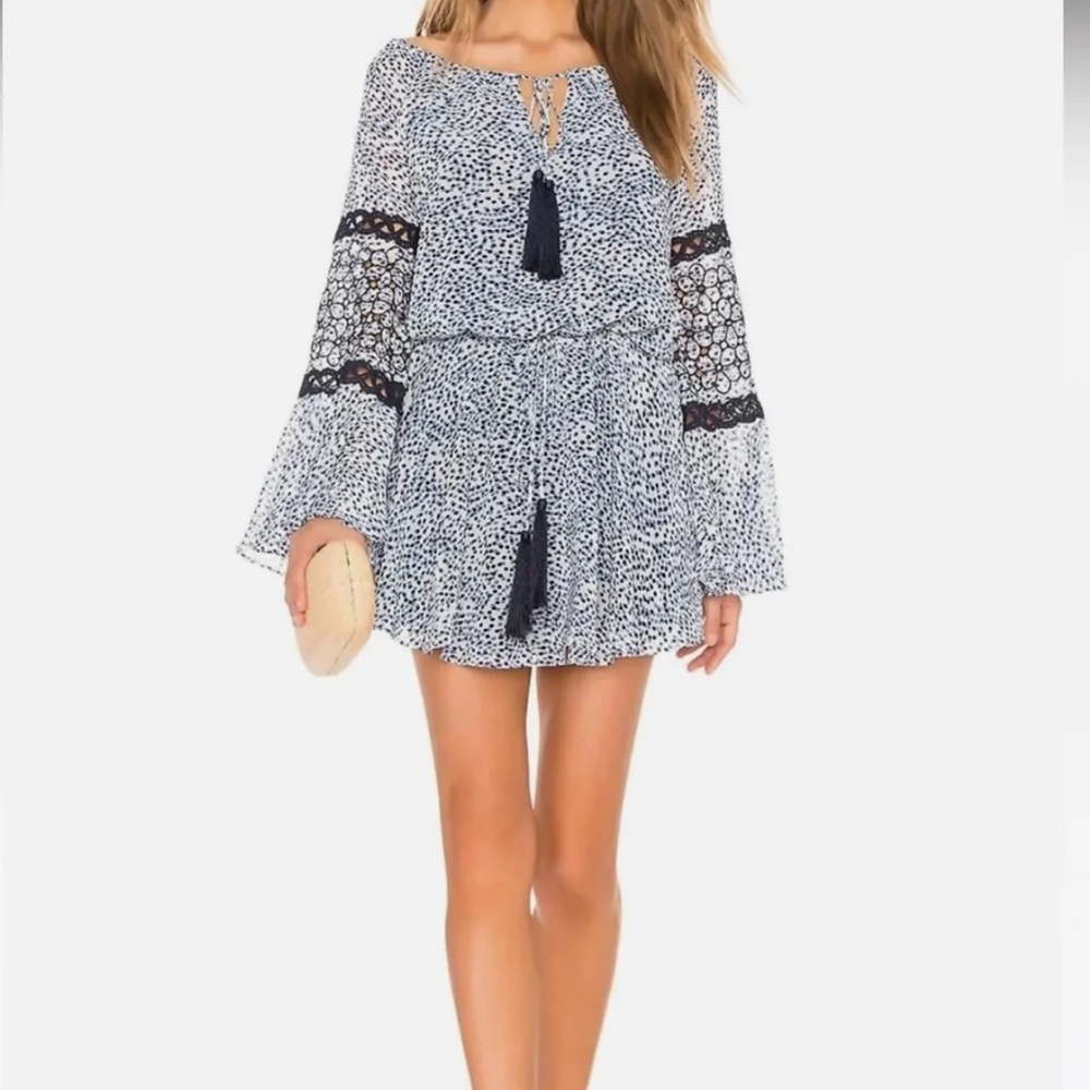Alexis Navy and White Polka Trim Dress - Picture 2 of 7